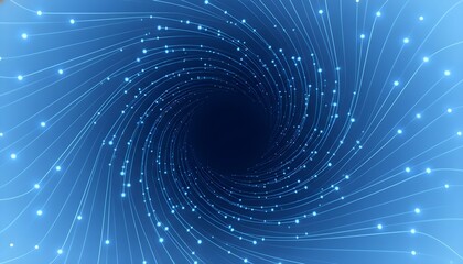 Abstract swirling vortex of glowing particles and light trails representing data flow and digital connection perfect for technology and science backgrounds
