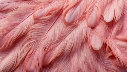 Pink flamingo feathers in macro. Applicable for flyers, posters, banners and business cards
