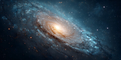 Spiral galaxy in deep space cosmic structure minimalist