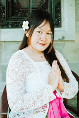 Balinese Woman with Traditional Namaste Gesture