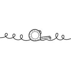 Continuous Line Drawing of a Measuring Tape with Swirling Line, Representing Accuracy and Construction Planning.