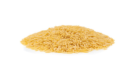 Raw orzo pasta, risoni or kritharaki pile