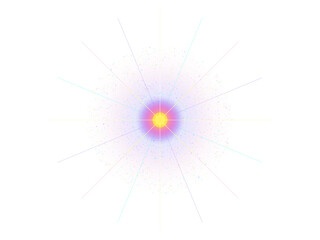 Obraz premium Vibrant yellow and purple starburst effect with lines on isolated transparent background
