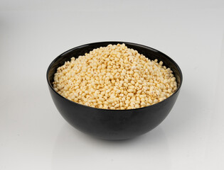 Puffed millet isolated, crispy cereal breakfast, ancient healthy food