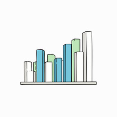 Fototapeta premium A clean, modern illustration of a bar chart visually representing data analysis, financial growth, and statistical trends, perfect for business presentations and reports.