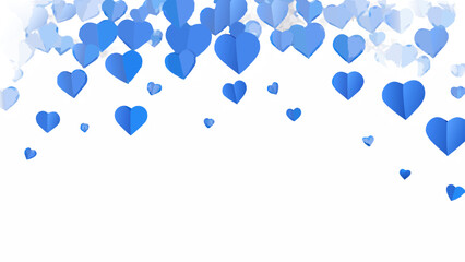 Falling blue hearts background with copy space