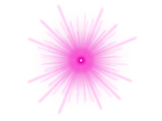 Vibrant pink abstract starburst design element isolated on transparent background with radial lines