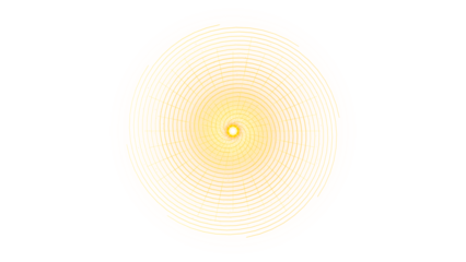 Yellow circular light pattern with lines on a transparent background creating a mesmerizing effect