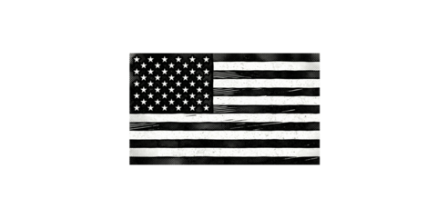 Grunge black and white American flag with halftone texture. Distressed monochrome USA symbol background for patriotic design.