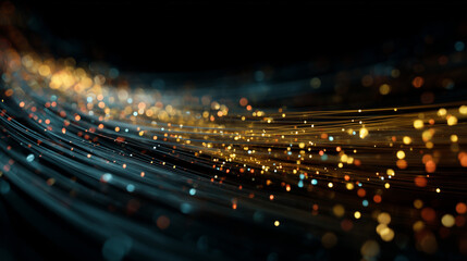 Digital Data Flow - Abstract Encrypted Technology Stream with Glowing Particles Visualization