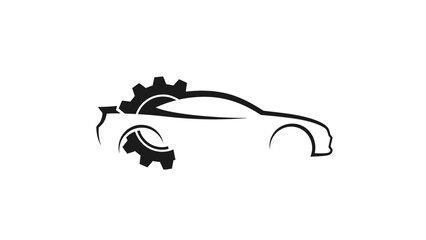 Clean Flat Automotive Workshop Logo Set with Modern Monoline Car and Mechanic Symbols
