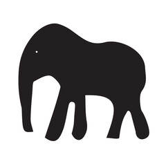 Elephant Silhouette Vector Illustration on White Background