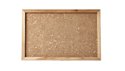 Fototapeta premium Empty natural cork board with a light wooden frame, isolated on a transparent background, providing a versatile blank space for notices, memos, and creative display purposes