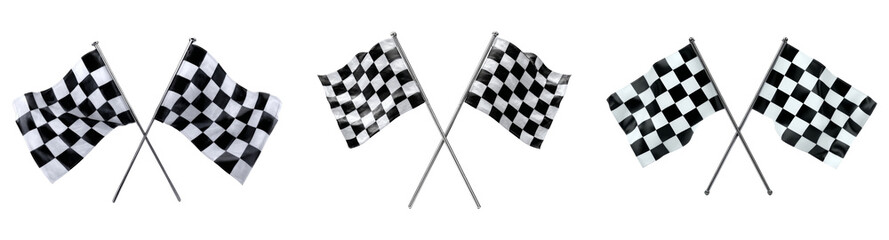 Fototapeta premium Checkered racing flags for motorsport competition, finish line and speed isolated on transparent background