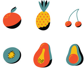 Joyful happy new year wishing card fruit design vector