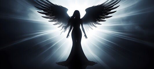 silhouette of lady Angel,generative AI