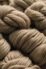 Natural sheep wool fiber. Art and craft. Brown wool texture