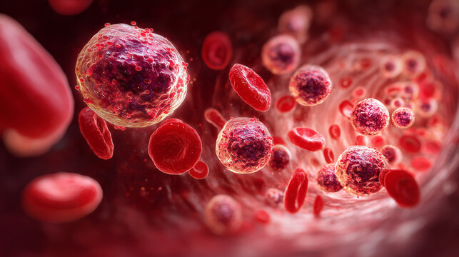 Medical Visualization of Metastatic Cancer Cells Spreading Through Bloodstream - Microscopic Oncology Research