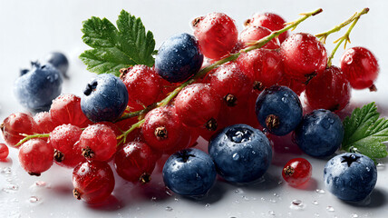 Photorealistic berry arrangement in vibrant red and blue for healthy eating promotion