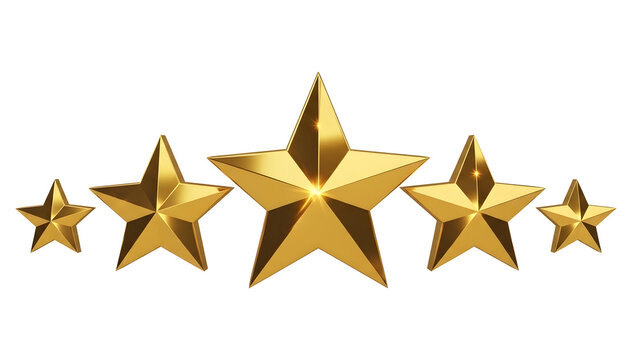 Golden stars in a row on white background
