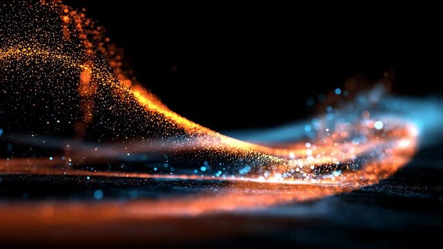 Abstract Blue and Orange Glowing Particle Motion, Abstract image of glowing blue and orange particles in motion