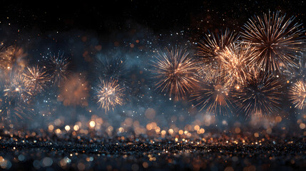 End of year wrap-up sale banner featuring fireworks and glitter effects