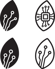 Isolated Motion Seed Icon Set, Motion Seed Circuit System Style Icon, Motion Seed Digital Circuit Symbol Icon, Black Circuit Style Abstract Tech Icon, Minimal Circuit Paths Vector