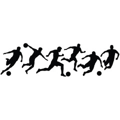 Silhouette progression of a soccer player demonstrating kicking motions