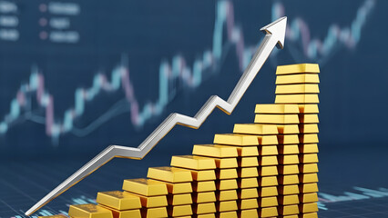 Gold investment growth chart with stacked bars