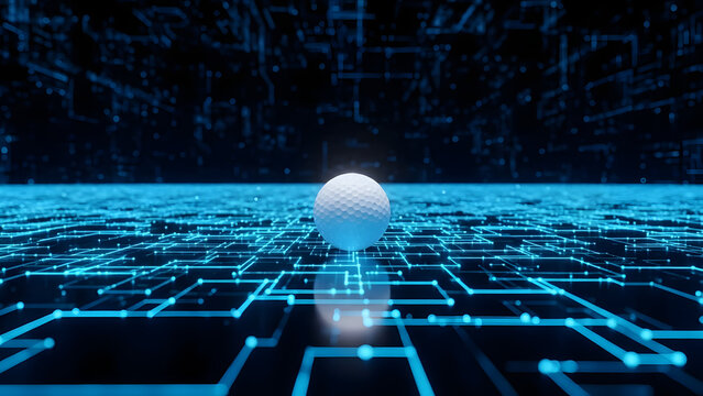 Golf ball on a digital circuit board - Powered by Adobe