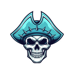 Fototapeta premium Bold and Menacing Skull Character Wearing a Fierce Viking Helmet Design for