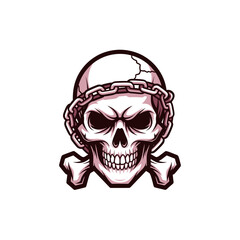 Fototapeta premium Darkly Intense Skull Emblem with Broken Chain and Crossbones Illustration for