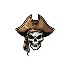 Fototapeta premium menacing pirate skull with elaborate tricorne hat for thematic design and dark