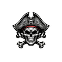Fototapeta premium Intriguing pirate skull emblem featuring crossed bones and detailed