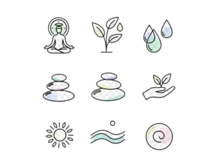Wellness and Nature Line Icon Set