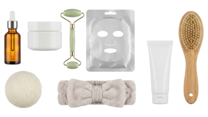 Spa and Beauty Products Arrangement on White