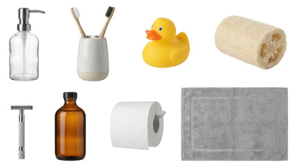 Bathroom Essentials Isolated on White