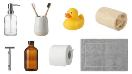 Bathroom Essentials Isolated on White