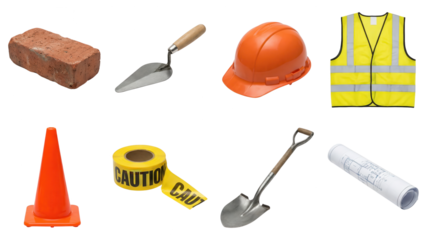Construction & Safety Equipment Still Life: Tools and Gear for Building
