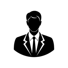 Business man silhouette avatar icon representing a professional user profile placeholder
