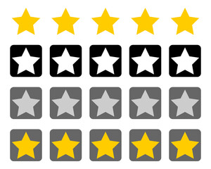Five stars customer product rating review flat icon for apps and websites