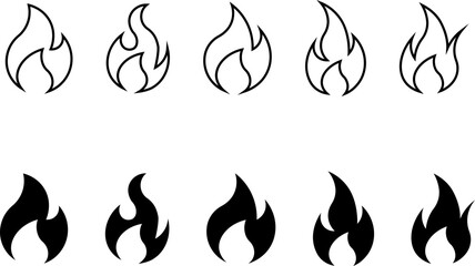 Fire flame icons set svg