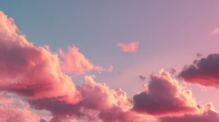 Obraz premium soft pink clouds against a tranquil sky conveying a peaceful atmosphere at dusk