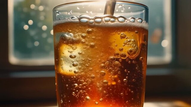グラスに入った炭酸飲料
