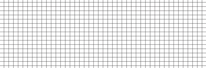 Grid black texture on white background. Wide squared black grid paper. Mathematics pattern. Notebook sheets blank. School and education backdrop. Template for typography to make notebooks production. © Hello 