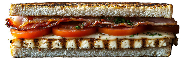 Multilayered sandwich detailed food photography image