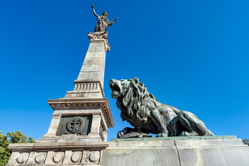Monument of Liberty and bronze lion in Ruse