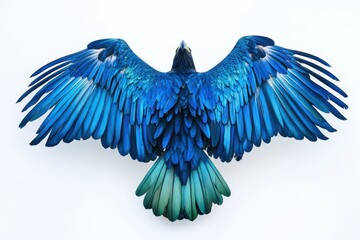 Vivid Blue Bird of Prey in Flight