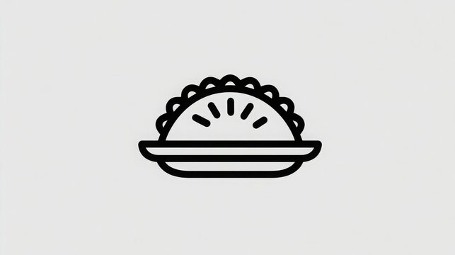 Line icon of Turkish b&Atilde;&para;rek pastry, isolated black contour vector illustration. 