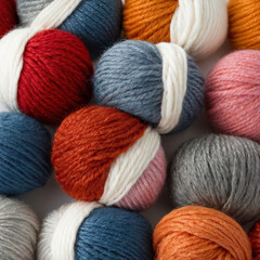 Colorful wool yarn balls for knitting. Applicable for banner, posters, cover, brochure or presentation 